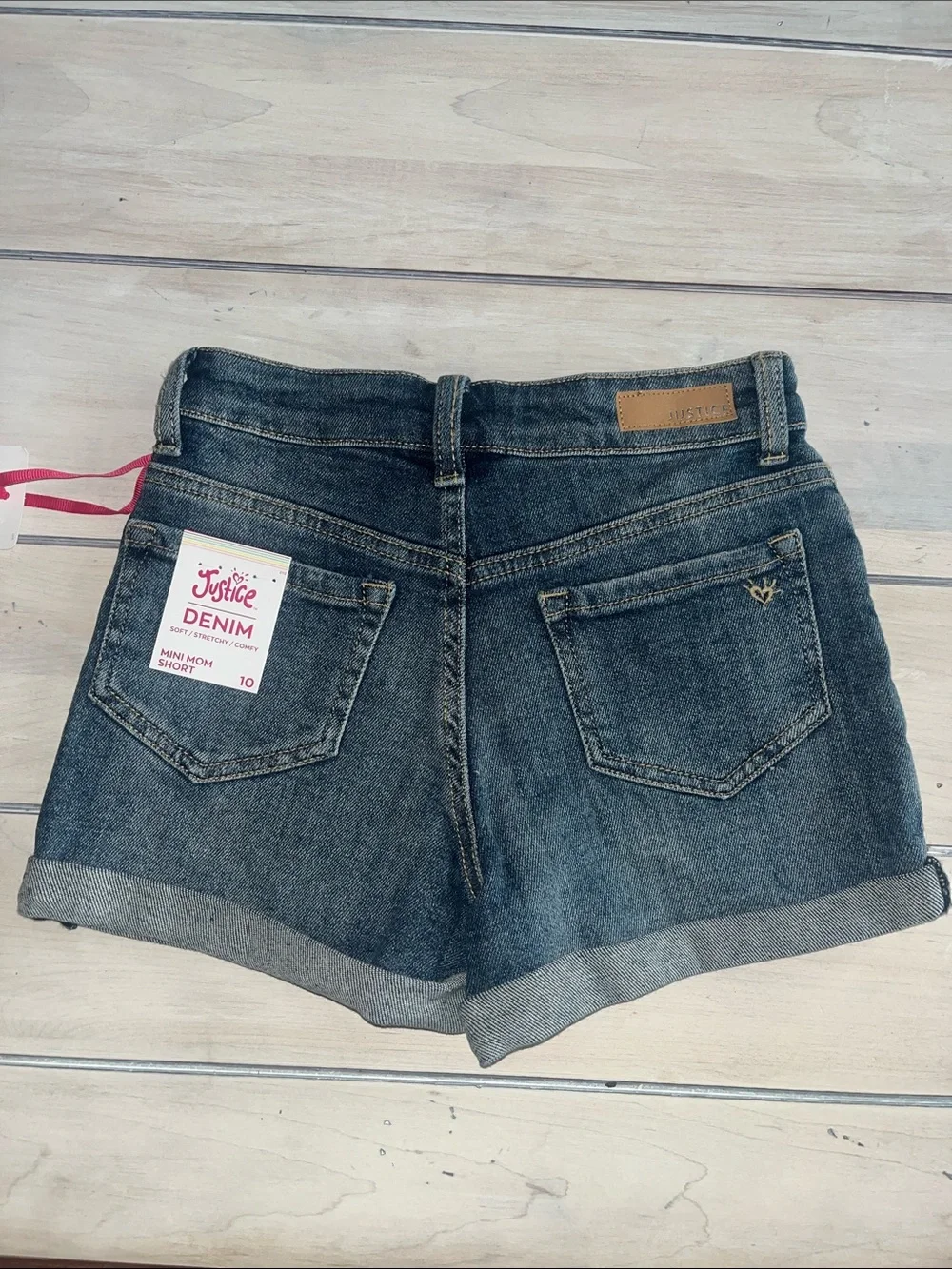 Justice Mini Mom Short Distressed Dark Blue Denim Jean Shorts